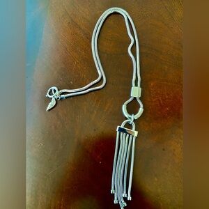 Diane von Furstenberg Snake Silver Tone Chain Tassel Pendant 7” & Necklace 32”